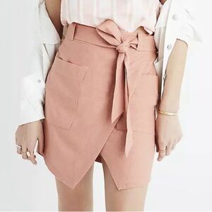Madewell NWT portside blush raw silk wrap skirt size 0 F2984